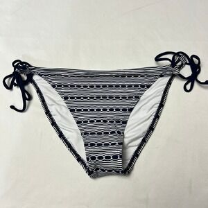 Miss Mandalay Cabana Bikini Bottom Tieside Brief Navy‎ White Striped XL
